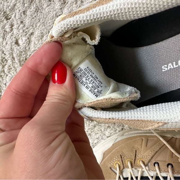 Salomon X-Alp Leather Vanilla Ice Tan Sneakers 7.5 shoes mens white - Picture 9 of 11